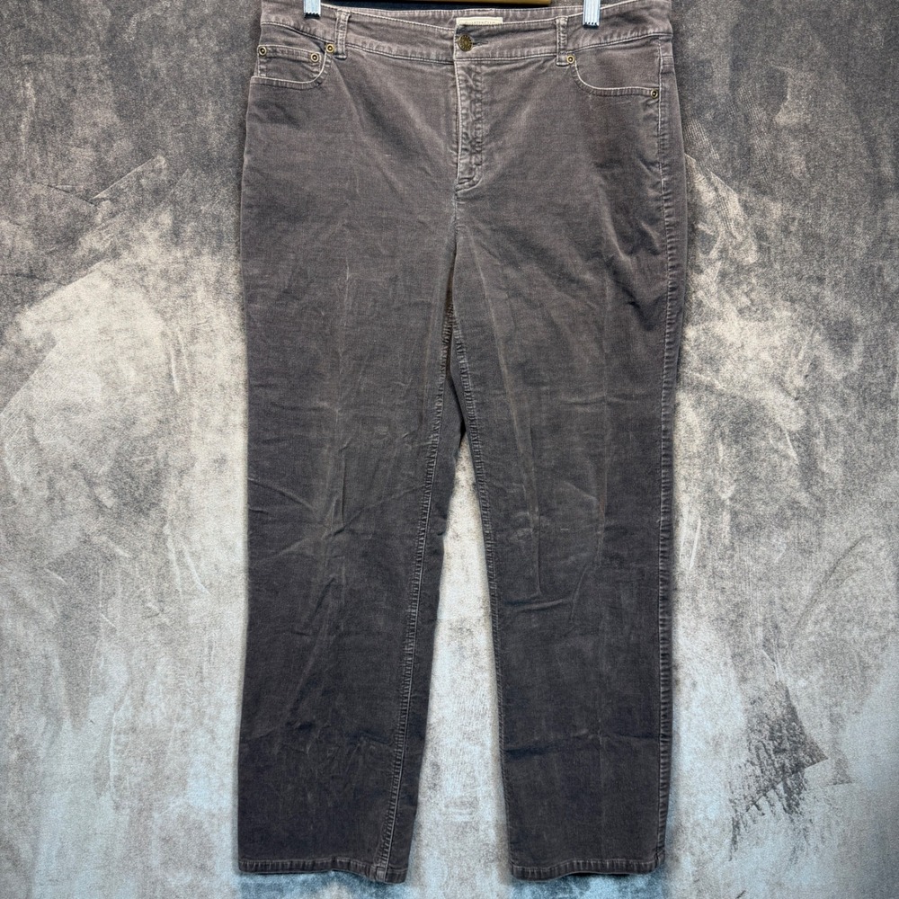 Charter Club Pant Shop Petite Women Gray Straight 12P Corduroy Stretch Trousers
